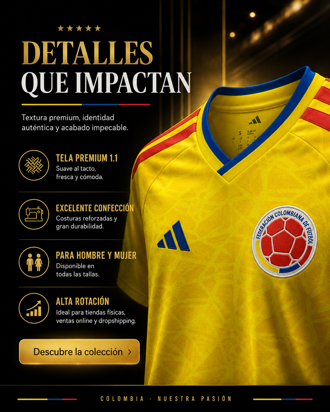 CAMISETA SELECCIÓN COLOMBIA CALIDAD